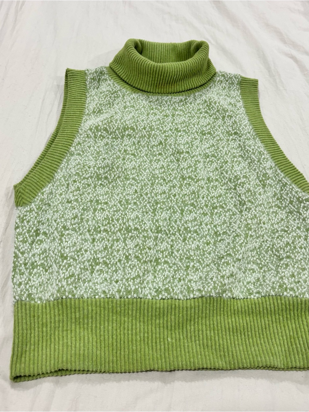 Zara Green Marled Turtleneck Sweater Vest S